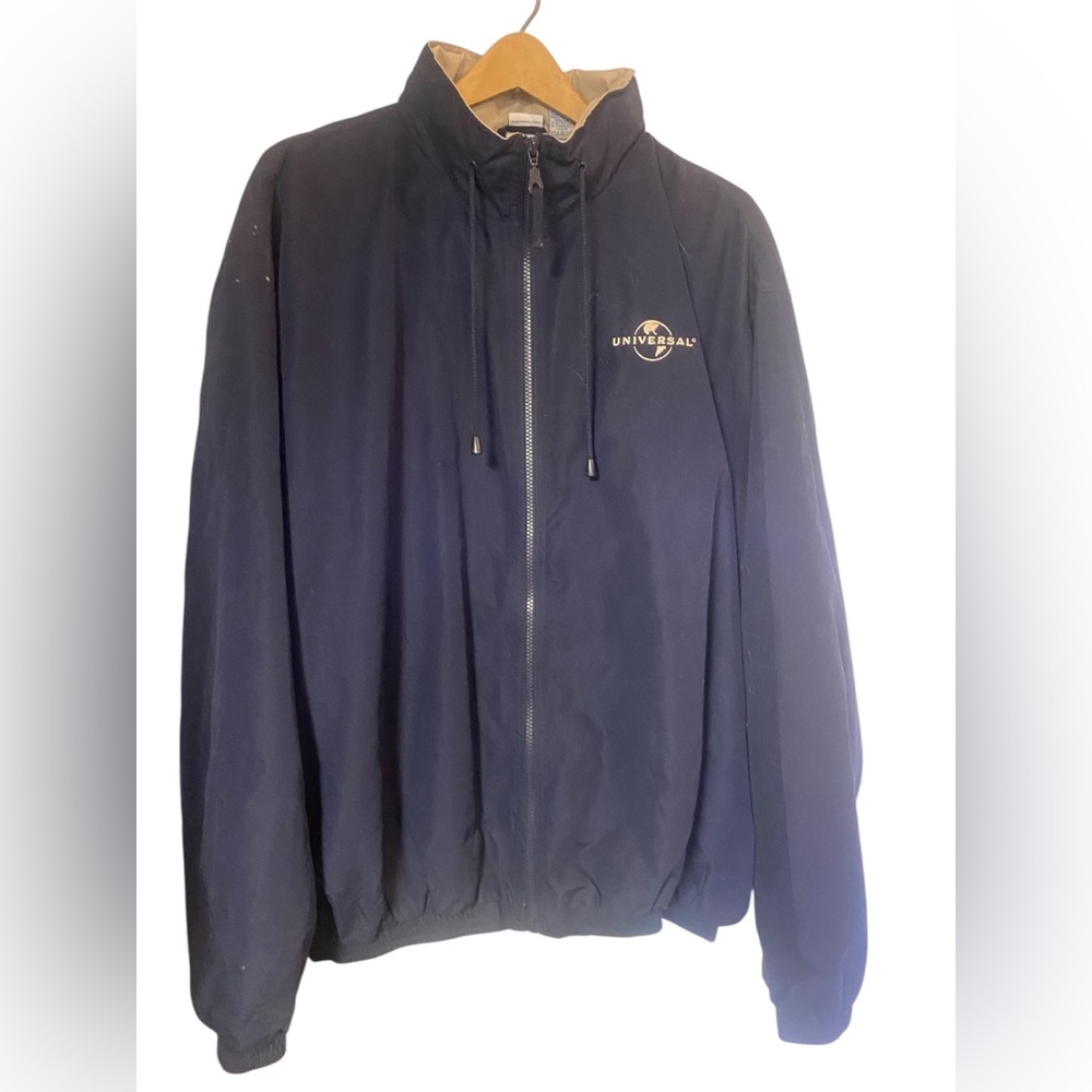Vintage universal studios navy medium weight full zip blue men’s jacket coat 3X